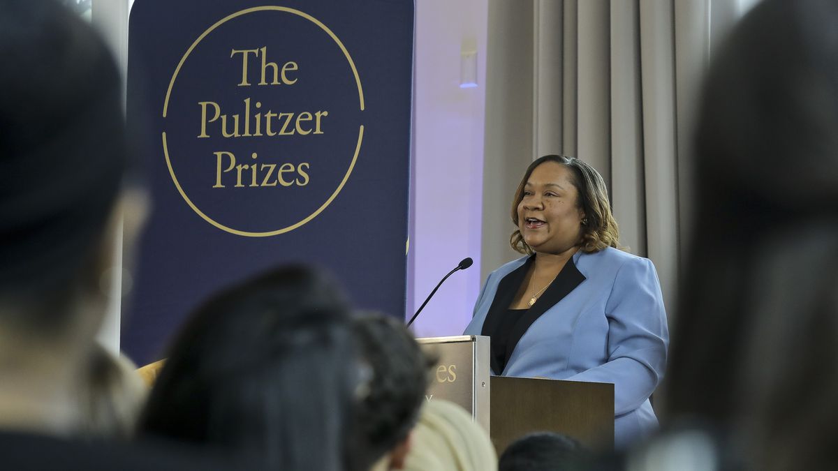 Dana Canedy makes announcement of winners Monday, April 15, 2019, in New York.
