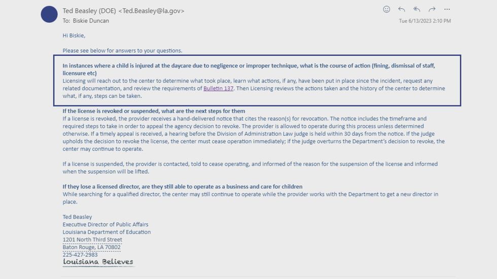 Response from Ted Beasley