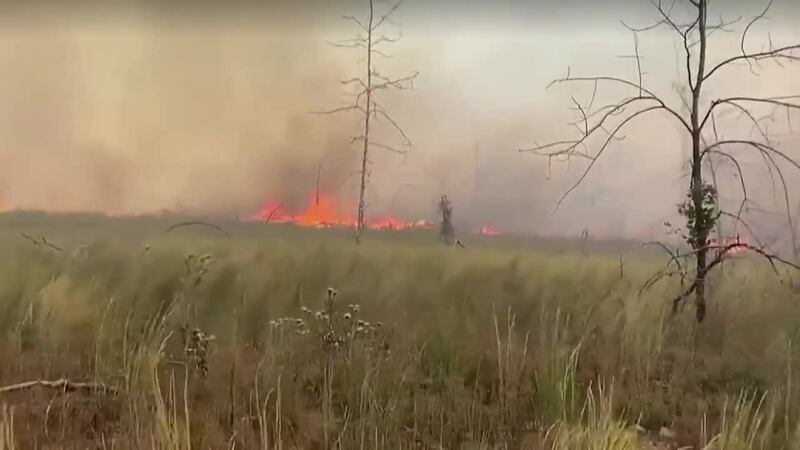 Wildfire in McCurtain County, Okla.
