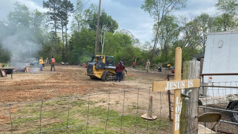 Cleanup continued a month after a March 27 tornado that took the life of Edward Laird's wife...