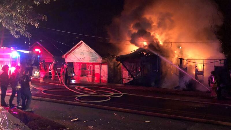 Fire involved at least two structures on Travis Street in Shreveport the night of March 27.