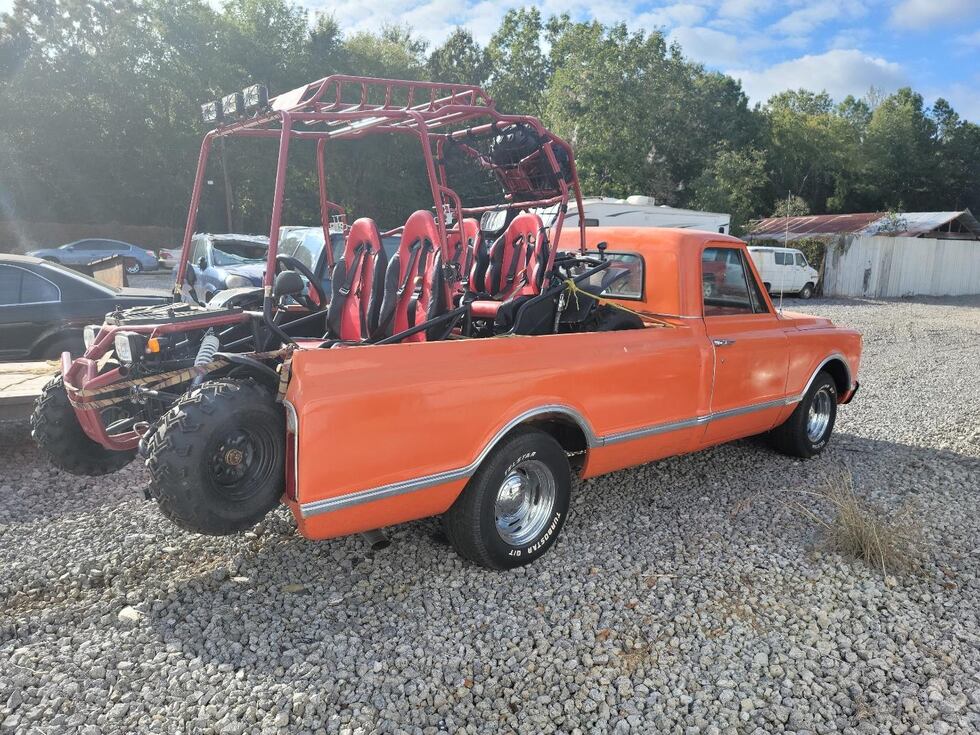 Greenwood police officials say the red go-cart and orange, 1960s Chevrolet truck, were...