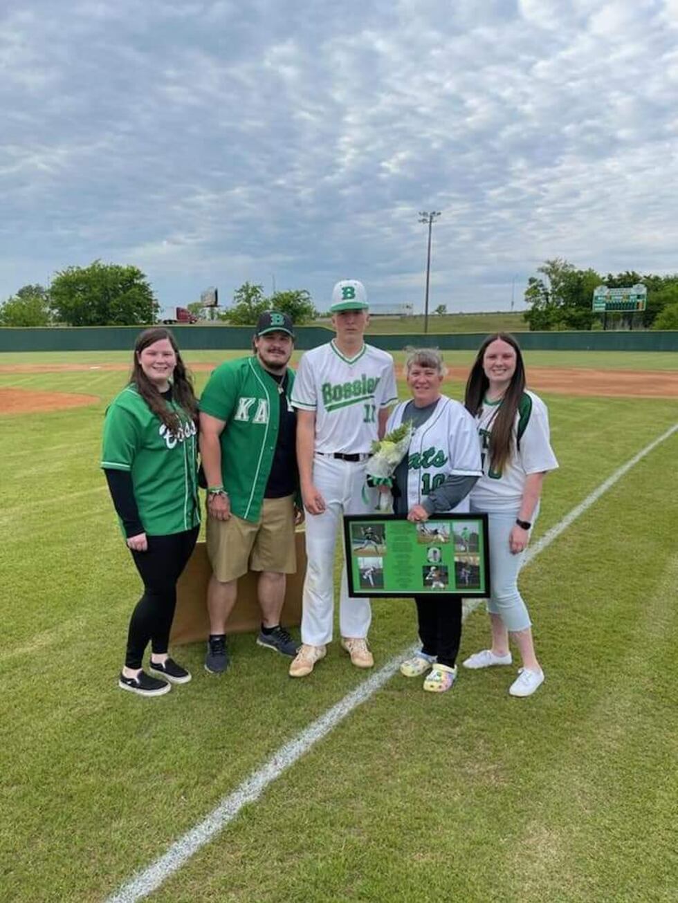 Coleman Beeson with his family on senior night for the baseball team.