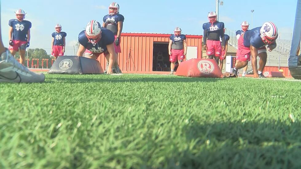 North DeSoto High School football players during practice