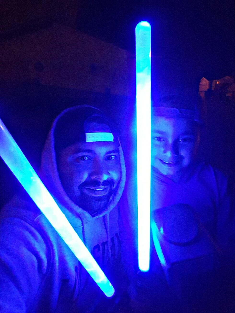 5-year-old Max with dad Kevin on one of their nighttime walks together.