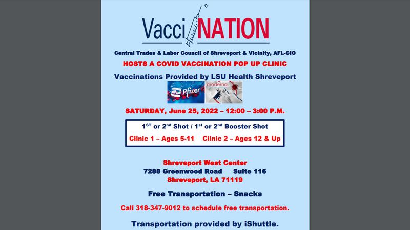 Free vaccination pop-up clinic