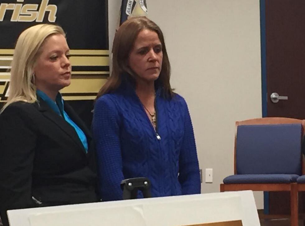 Jeanie Phelps looks on as Bossier Sheriff Julian Whittington talks about how Bossier Doe was...