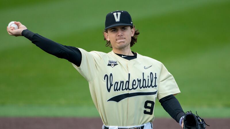 Vanderbilt's Carter Young during an NCAA baseball game on Saturday, March 27, 2021, in...