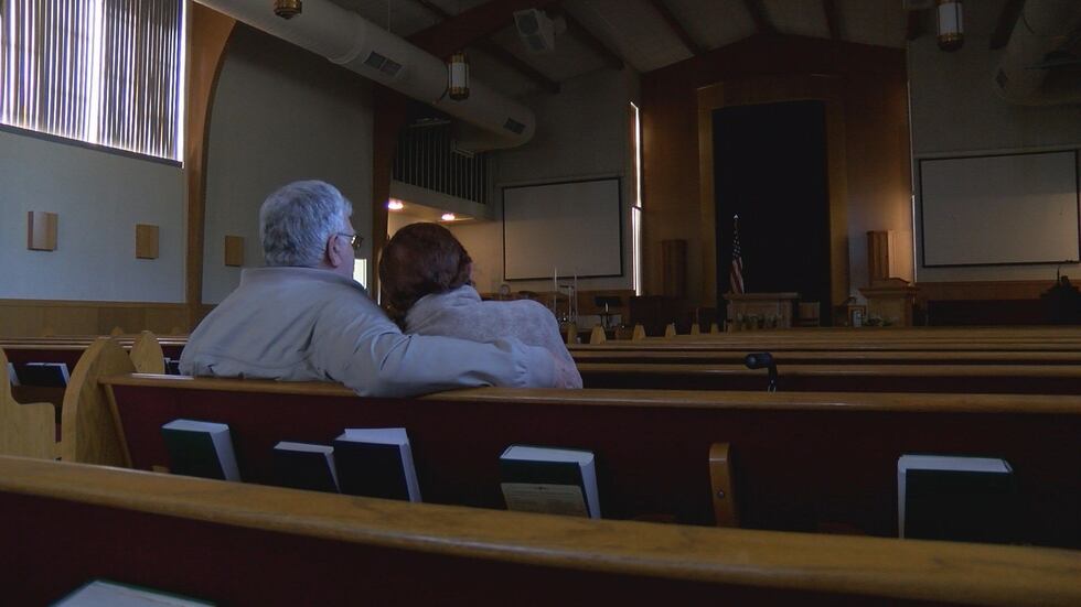 The Cliffords sit inside Barksdale's Chapel 2 where they married on July 6, 1968/Source: KSLA...