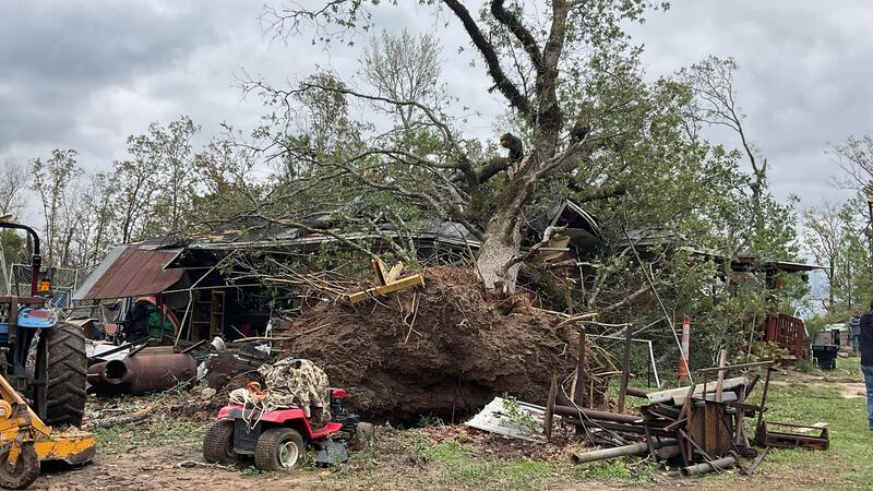 NWS crews were in Gorum, La. Tuesday, Nov. 21, 2023 surveying damage from a possible tornado...