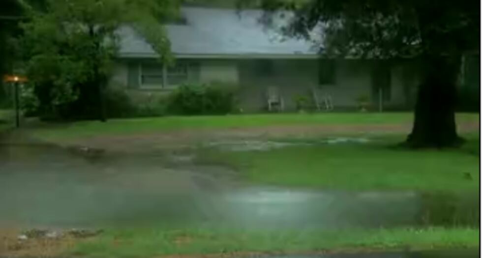Harvey has turned nearby fields into lakes causing waters to overflow in Sabine Parish....