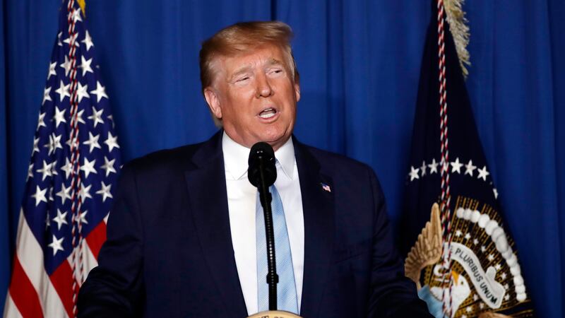 FILE - President Donald Trump speaks at his Mar-a-Lago estate on Jan. 3, 2019, in Palm Beach,...