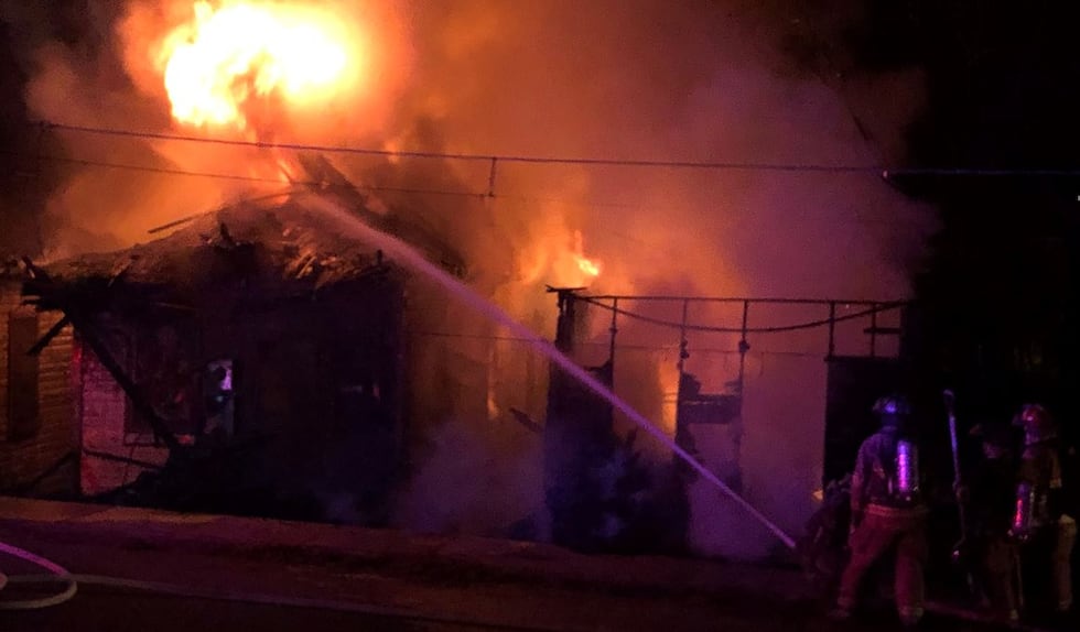 Flames could be seen billowing into the night sky.