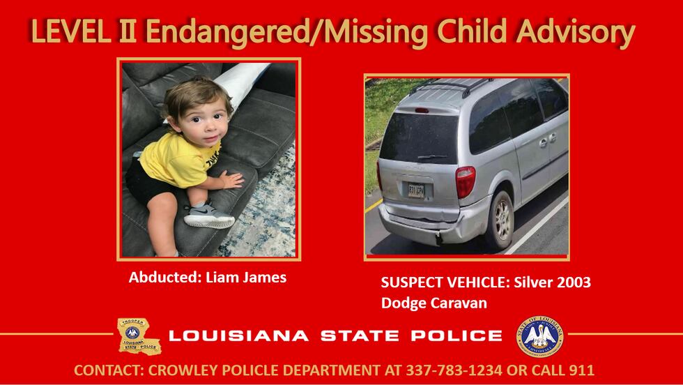 Law enforcement is searching for Liam James.