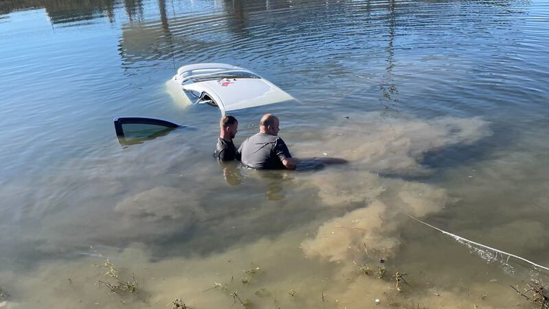 A juvenile driver in DeRidder escaped harm after driving into a drainage retention pond on...