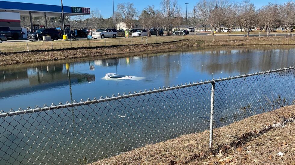 A juvenile driver in DeRidder escaped harm after driving into a drainage retention pond on...