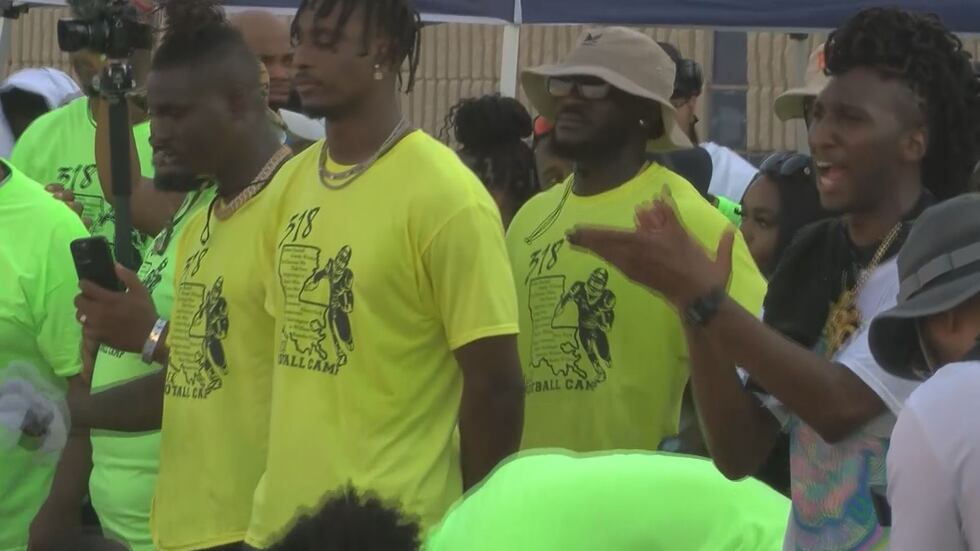Bills cornerback Tre'Davious White watches campers during 318 Takeover